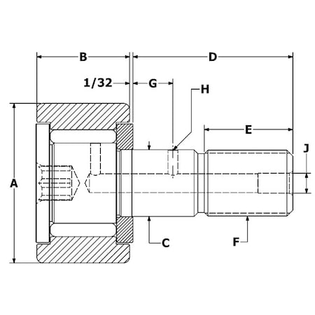 Carter Bearings 2.00", Needle Cam Follower, Hex CNB-64-B